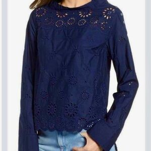 JCrew Funnelneck Shirt in Eyelet H7572 sz 6